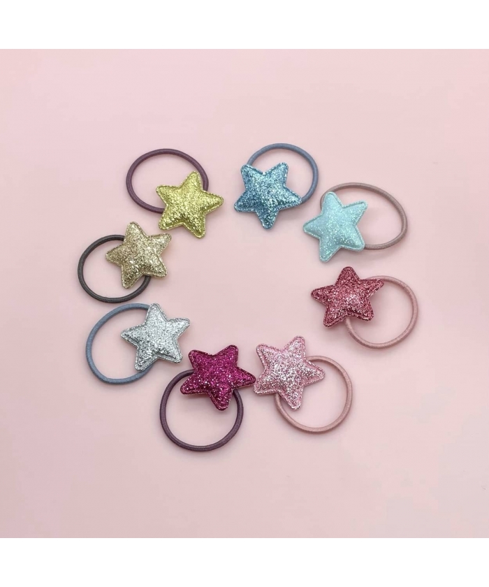 Mini baby hair ponies set of 8 (Glitter stars)