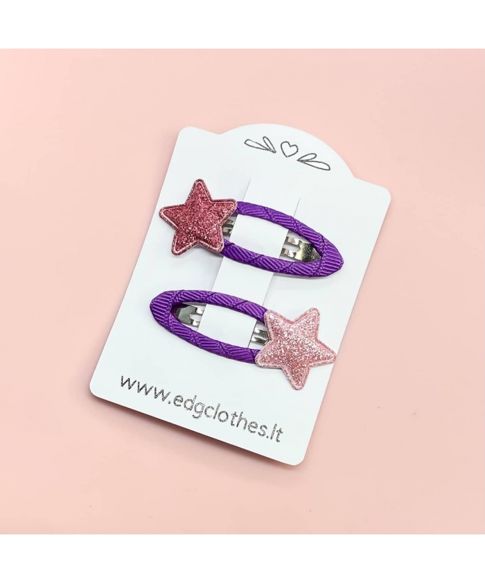Violetiniai vaikiški plaukų segtukai su žvaigžde
