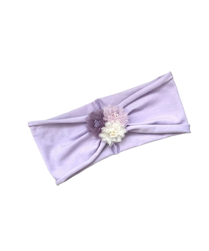 Thin wide cotton headband with flowers