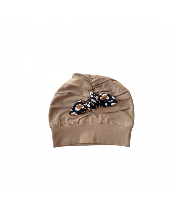 Beige Turban baby girl hat  (0,5-1 years old)