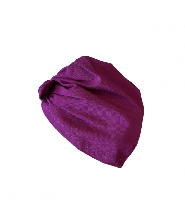 Vienguba violetinė kepurė turbanas su kaspinėliu