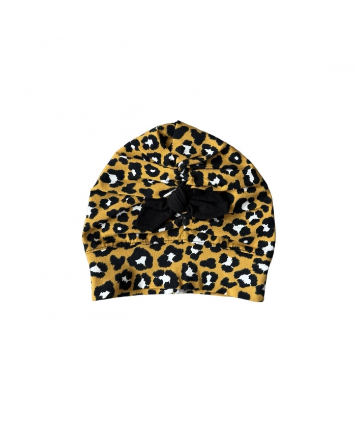 Turban baby girl hat (Mustard black)